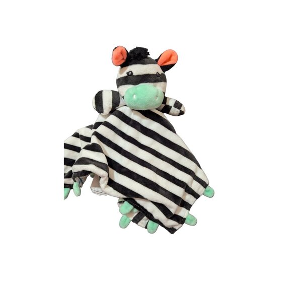 Target Oh Joy! Zebra Lovey Security Blanket Black White Stripes Green  plush toy - Picture 2 of 6